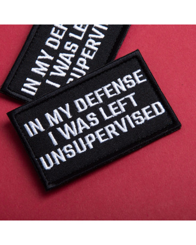 Набір шевронів 2 шт. з липучкою "In My Defense I Was Left Unsupervised" 5х8 см вишитий патч нашивка шеврон