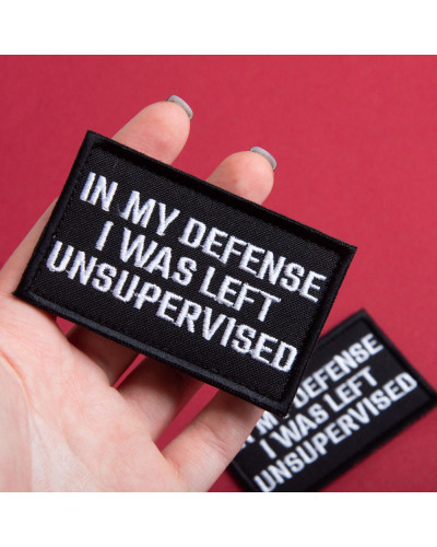 Набір шевронів 2 шт. з липучкою "In My Defense I Was Left Unsupervised" 5х8 см вишитий патч нашивка шеврон