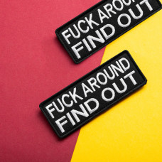 Набір шевронів 2 шт Fuck Around and Find Out 3,8х10 см військова вишита аплікація, нашивка з липучкою