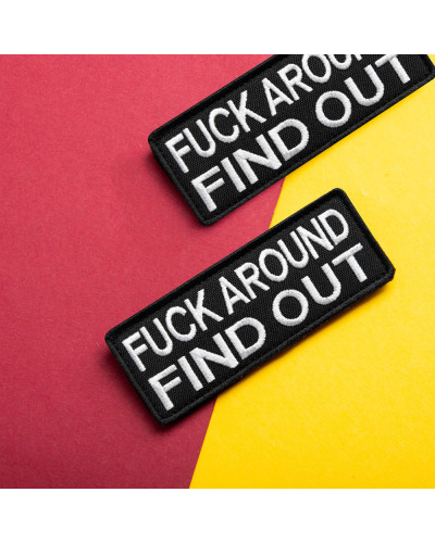 Набір шевронів 2 шт Fuck Around and Find Out 3,8х10 см військова вишита аплікація, нашивка з липучкою