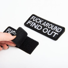 Набір шевронів 2 шт Fuck Around and Find Out 3,8х10 см військова вишита аплікація, нашивка з липучкою