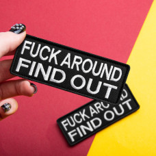 Набір шевронів 2 шт Fuck Around and Find Out 3,8х10 см військова вишита аплікація, нашивка з липучкою