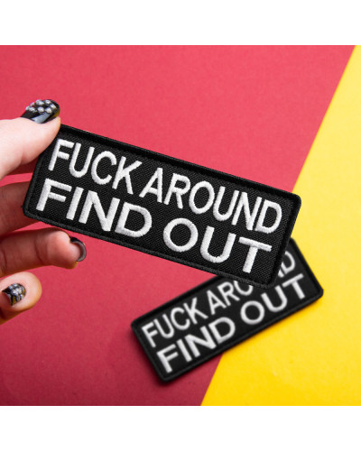 Набір шевронів 2 шт Fuck Around and Find Out 3,8х10 см військова вишита аплікація, нашивка з липучкою