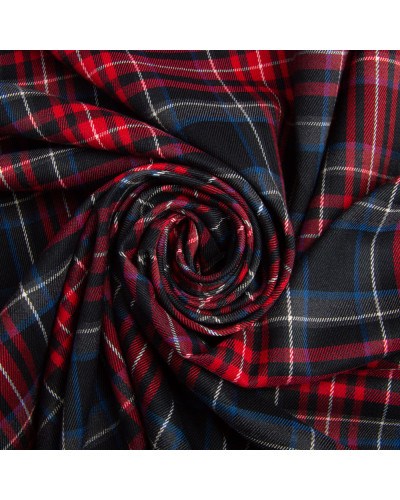 Тканина костюмна Клітина, 148 см, 265 г/м2, Клітка, Шотландка, костюмка т/синя/червона