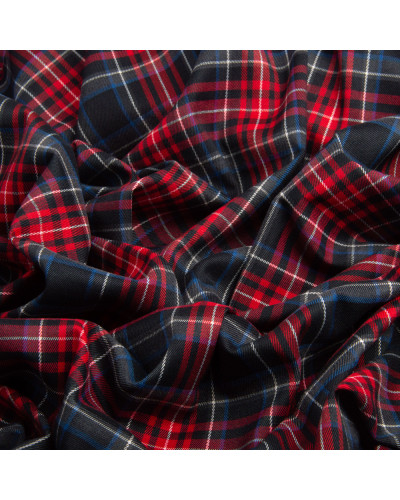 Тканина костюмна Клітина, 148 см, 265 г/м2, Клітка, Шотландка, костюмка т/синя/червона