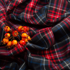 Тканина костюмна Клітина, 148 см, 265 г/м2, Клітка, Шотландка, костюмка т/синя/червона