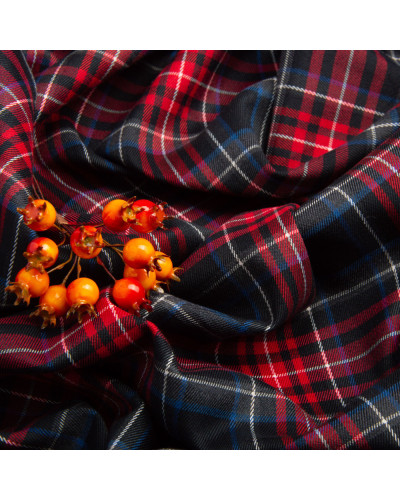Тканина костюмна Клітина, 148 см, 265 г/м2, Клітка, Шотландка, костюмка т/синя/червона