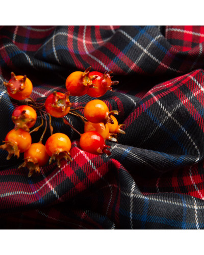 Тканина костюмна Клітина, 148 см, 265 г/м2, Клітка, Шотландка, костюмка т/синя/червона