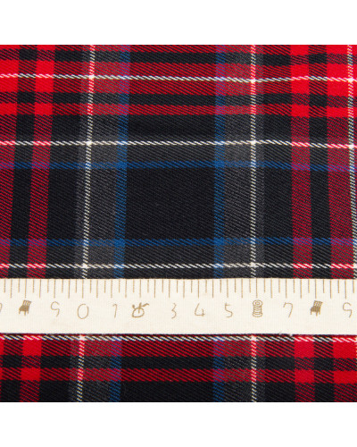 Тканина костюмна Клітина, 148 см, 265 г/м2, Клітка, Шотландка, костюмка т/синя/червона