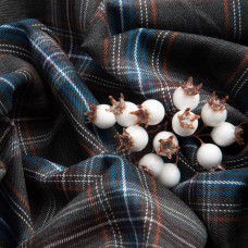 Тканина костюмна Клітина, 148 см, 265 г/м2, Клітка, Шотландка, костюмка коричнево синя