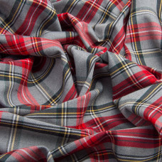 Тканина костюмна Клітина, 148 см, 265 г/м2, Клітка, Шотландка, костюмка сіро червона