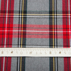 Тканина костюмна Клітина, 148 см, 265 г/м2, Клітка, Шотландка, костюмка сіро червона
