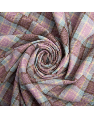 Тканина костюмна Клітка, 150 см, 275 г/м2, Клітка, Шотландка, костюмка коричнева фрез сіра