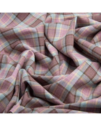 Тканина костюмна Клітка, 150 см, 275 г/м2, Клітка, Шотландка, костюмка коричнева фрез сіра
