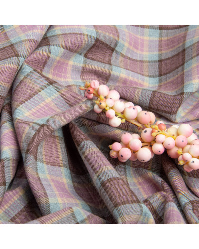 Тканина костюмна Клітка, 150 см, 275 г/м2, Клітка, Шотландка, костюмка коричнева фрез сіра
