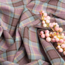 Тканина костюмна Клітка, 150 см, 275 г/м2, Клітка, Шотландка, костюмка коричнева фрез сіра
