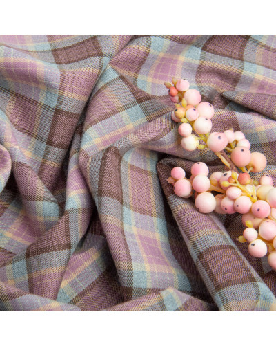 Тканина костюмна Клітка, 150 см, 275 г/м2, Клітка, Шотландка, костюмка коричнева фрез сіра
