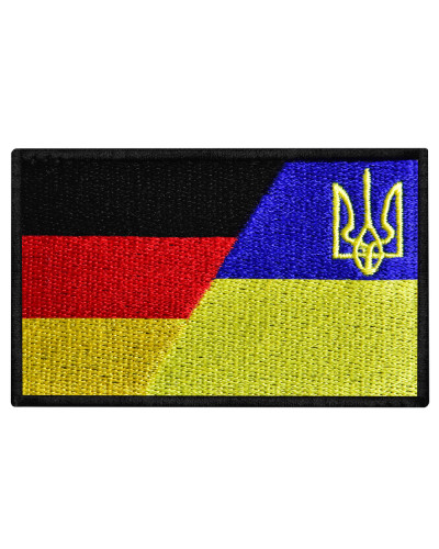 Шеврон на липучці Флаг Німеччини та України, Німеччина, ФРГ, вишитий патч нашивка