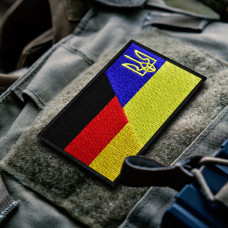 Шеврон на липучці Прапор Німеччини та України, Німеччина, ФРГ, вишитий патч нашивка