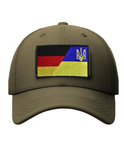Шеврон на липучці Флаг Німеччини та України, Німеччина, ФРГ, вишитий патч нашивка