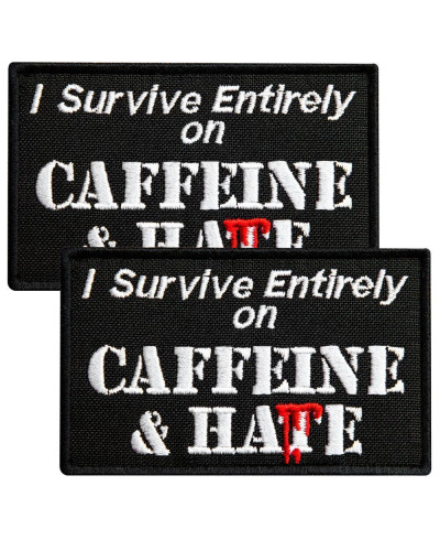 Набір шевронів 2 шт "Survive Entirely On Caffeine&Hate" 5×8 см вишитий патч на липучці