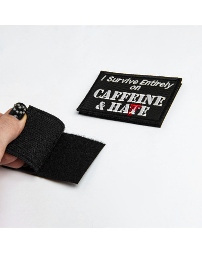 Набір шевронів 2 шт "Survive Entirely On Caffeine&Hate" 5×8 см вишитий патч на липучці