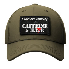 Набір шевронів 2 шт "Survive Entirely On Caffeine&Hate" 5×8 см вишитий патч на липучці