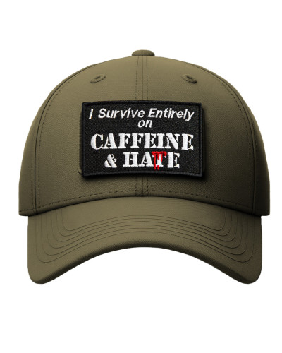 Набір шевронів 2 шт "Survive Entirely On Caffeine&Hate" 5×8 см вишитий патч на липучці