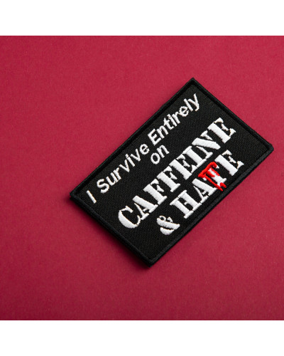 Набір шевронів 2 шт "Survive Entirely On Caffeine&Hate" 5×8 см вишитий патч на липучці