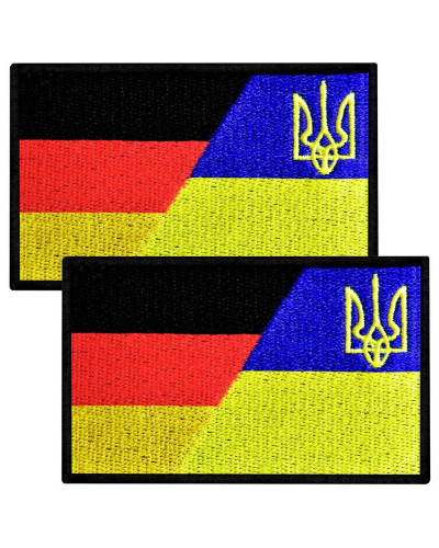 Набір шевронів 2 шт. на липучці Флаг Німеччини й України, Німеччина, ФРГ, вишитий патч нашивка