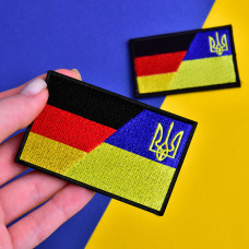 Набір шевронів 2 шт. на липучці Флаг Німеччини й України, Німеччина, ФРГ, вишитий патч нашивка