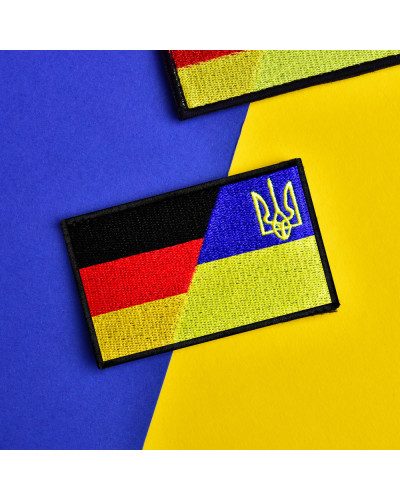 Набір шевронів 2 шт. на липучці Флаг Німеччини й України, Німеччина, ФРГ, вишитий патч нашивка