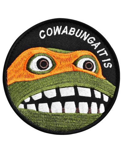Шеврон нашивка "Cowabunga It Is" 8 см — вишитий патч на липучці, для тактичного рюкзака, жилета, шлейки,