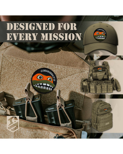 Шеврон нашивка "Cowabunga It Is" 8 см — вишитий патч на липучці, для тактичного рюкзака, жилета, шлейки,