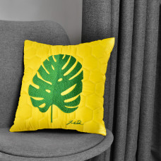 Подушка декоративна 40х40 Тропікал з вишивкою гіпоалергенна жовта