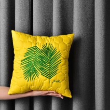 Подушка декоративна 40х40 Тропікал з вишивкою гіпоалергенна жовта