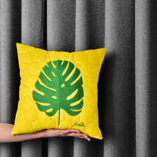 Подушка декоративна 40х40 Тропікал з вишивкою гіпоалергенна жовта