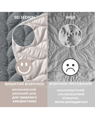 Покривало на ліжко 220х240 см Warmis двостороннє, міцне стьобання тканини, антиалергенне волоконо