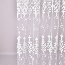 Тканина тюль сітка з вишивкою, 280 см, 74 г/м2 V-ecru