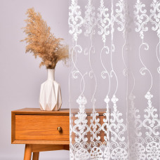 Тканина тюль сітка з вишивкою, 280 см, 74 г/м2 V-ecru