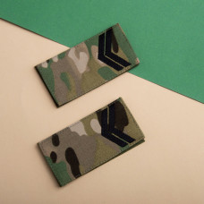 Набір шевронів 2 шт. з липучкою Звання ВСУ Капрал 5х10 см, вишитий патч шеврон мультикам