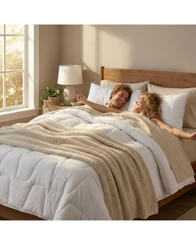 Ковдра зимова полуторна 155х210 см IDEIA штучний пух, для готелів, дому, біла, тепла, гіпоалергенна