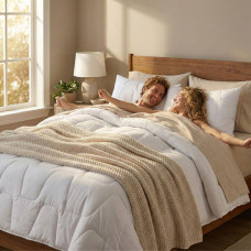 Ковдра зимова двоспальна 175х210 см IDEIA штучний пух, для готелів, дому, тепла, гіпоалергенна біла