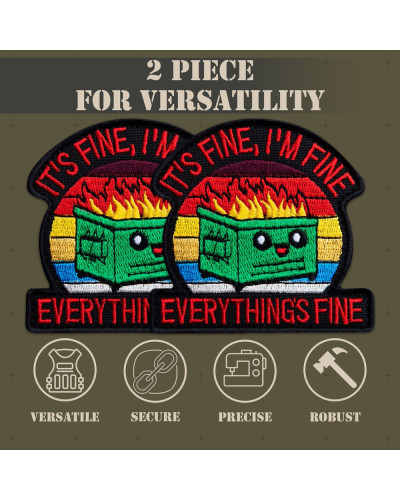 Набір шевронів 2 шт It is fine, I'm Fine Everythings Fine 7,3х7,6 см вишитий патч нашивка шеврон