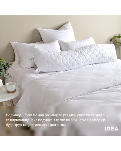Подушка ортопедична з наволочкою сатин для сну та відпочинку S-Form IDEIA 40х130 см антиалергенна з блискавкою
