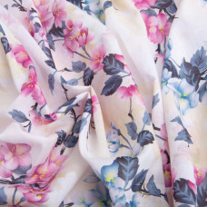 Тканина Батист Жасмін, 145 см, 77 г/м2, бавовна, натуральна тканина для одягу, бавовна рожево/сіра