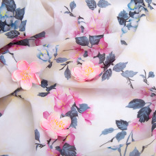 Тканина Батист Жасмін, 145 см, 77 г/м2, бавовна, натуральна тканина для одягу, бавовна рожево/сіра