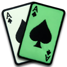 Набір шевронів 2 шт Карта Туз Пік, Ace of Spades, світяться в темряві, на липучці, 5х8 см, вишитий патч, нашивка, шеврон