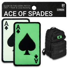 Набір шевронів 2 шт Карта Туз Пік, Ace of Spades, світяться в темряві, на липучці, 5х8 см, вишитий патч, нашивка, шеврон