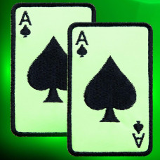 Набір шевронів 2 шт Мапа Туз Пік, Ace of Spades, світяться в темряві, на липучці, 5×8 см, вишитий патч